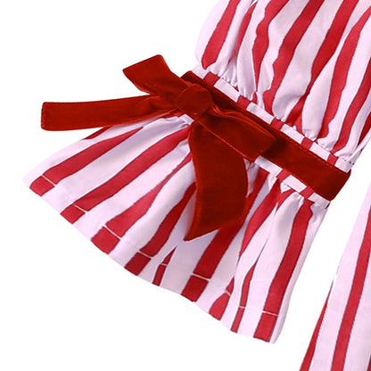 2025 Christmas Costume Child Pajamas Kid Clothes Sets Boy Girl Loungewear Suit Stripe 100% Cotton Toddler Homewear Night Dresses