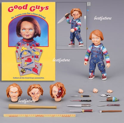 Genuine Real Original Halloween NECA GOOD GUYS CHUCKY Horror Doll PVC Figure Collectible Model Toy 10cm