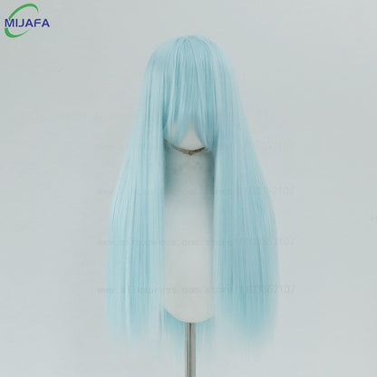 Peruca de Cosplay Longa e Lisa de Altíssima Qualidade, 400g, 48 Cores, 60cm, com Franja, Resistente ao Calor, Perucas Anime + Touca de Peruca