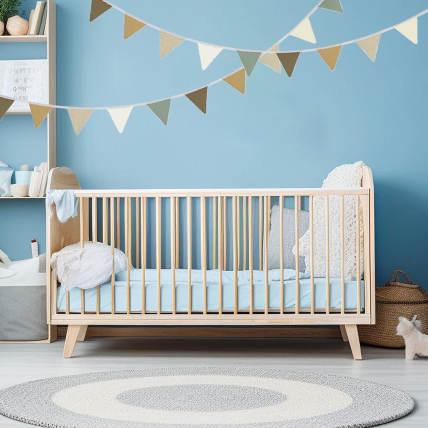 Pennant Banner Flags Nursery Bunting Banner Flags Washable Cotton Fabric Triangle Pennant Garlands for Living Room and Bedroom