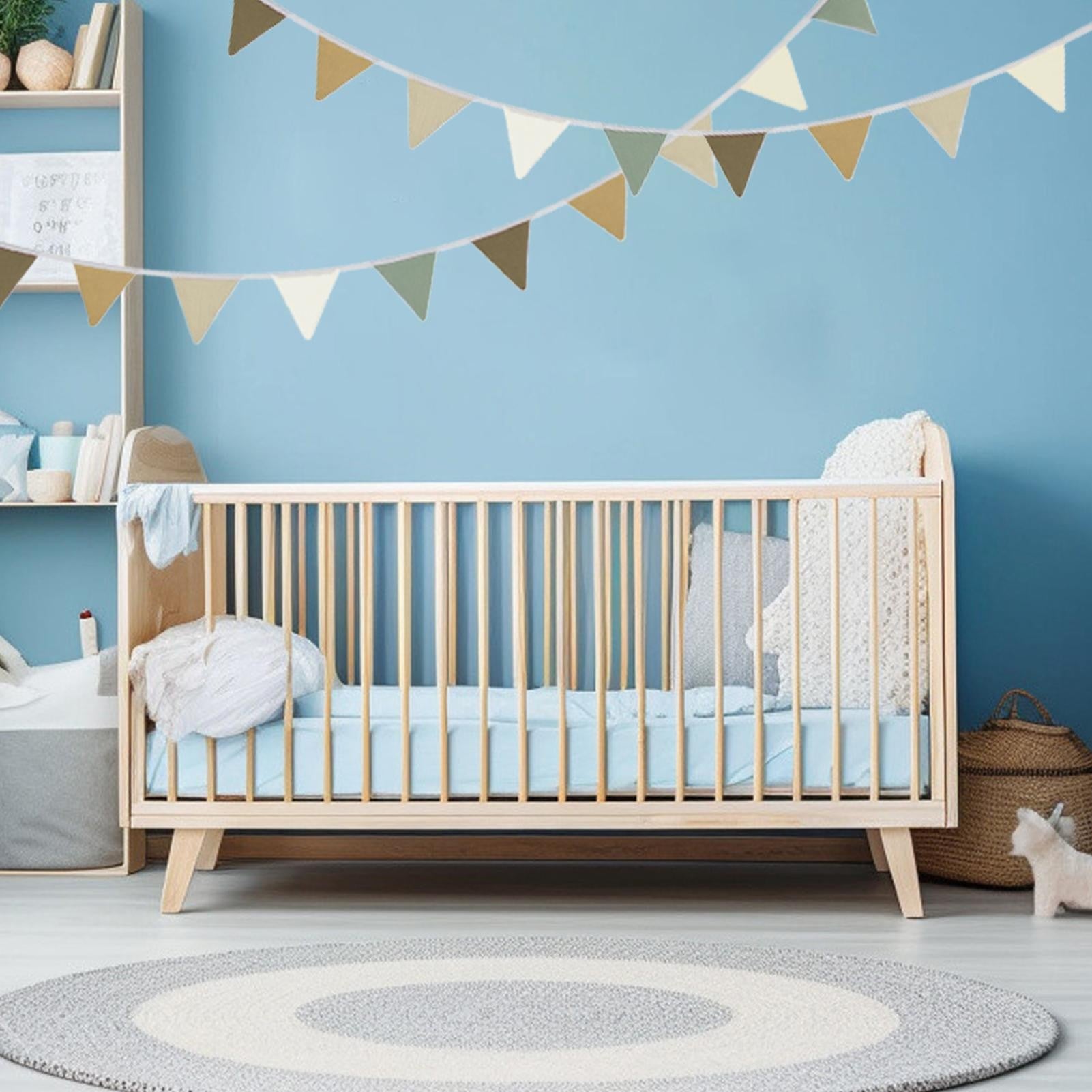 Pennant Banner Flags Nursery Bunting Banner Flags Washable Cotton Fabric Triangle Pennant Garlands for Living Room and Bedroom