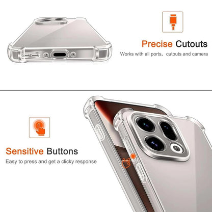 TPU Transparent Case For OPPO Find X9 Pro Reno 15 Pro Protective Cover Four Corners Shockproof Bumper Coque Fundas