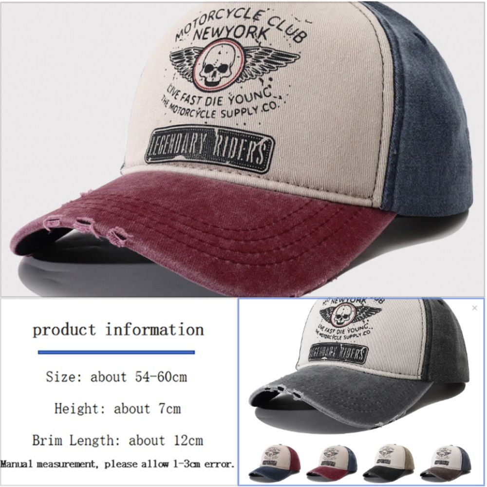 Boné de beisebol estampado de caveira de moda, bonés snapback de algodão lavado com ossos, viseiras de sol ajustáveis ​​da moda para homens e mulheres
