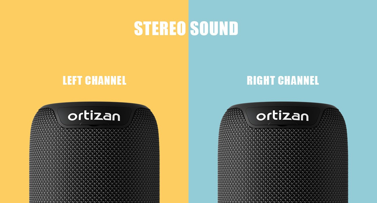 Caixas de Som Bluetooth Ortizan, Speaker Portátil Sem Fio com Bluetooth 5.3, IPX7 à Prova D'água, Som Estéreo de 15W, Pareamento Duplo, TF/AUX