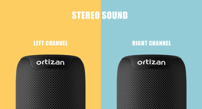 Caixas de Som Bluetooth Ortizan, Speaker Portátil Sem Fio com Bluetooth 5.3, IPX7 à Prova D'água, Som Estéreo de 15W, Pareamento Duplo, TF/AUX