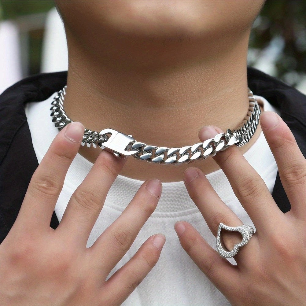 Pulseira Acessório Masculina de Aço Inoxidável 316 Banhada a Ouro 18k, Corrente Cubana Criptografada de 8, 10, 12mm, Estilo Miami Rap Hip Hop
