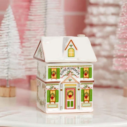 ?1PCS Holiday Village Spice House Set, Mini Christmas Gingerbread Houses Jars, Kitchen Countertop Festive Decor, New Year Gifts