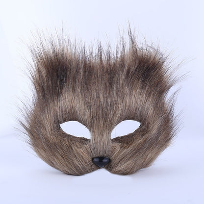 Halloween Fox Shape Half Face Eye Mask Sexy Imitation Cat Hair Animal Mask Christmas Carnival Party Cosplay Costume Props Masque