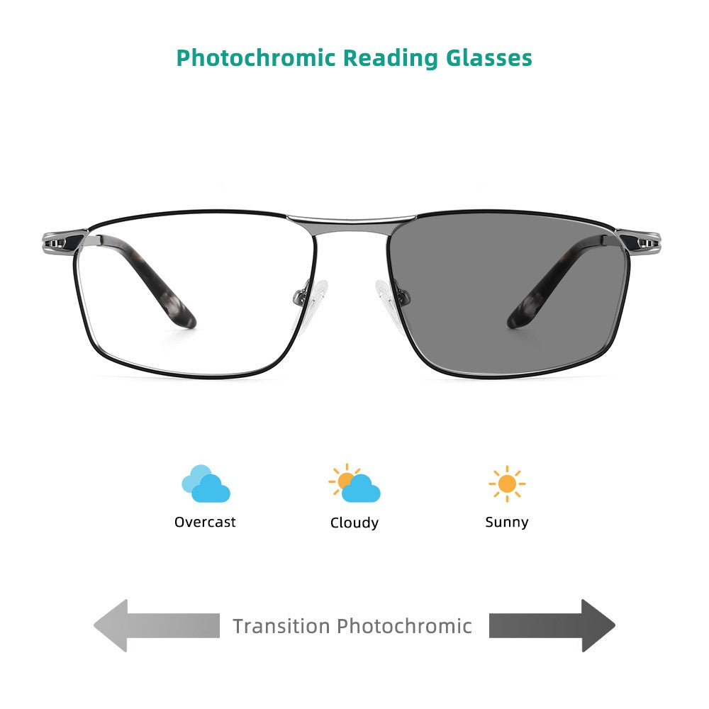 Photochromic Lenses Men's Sunglasses Reading Glasses Man Square Prescription Prescription Glasses Trendy Luxury Mens Lenses +2 3