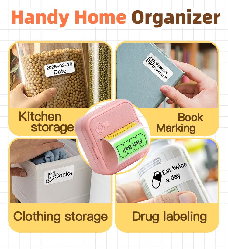 DOLEWA D8 Portable Mini Printers Wireless Bluetooth Inkless Sticker Maker Printer Tag Price Machine for Office School Kitchen