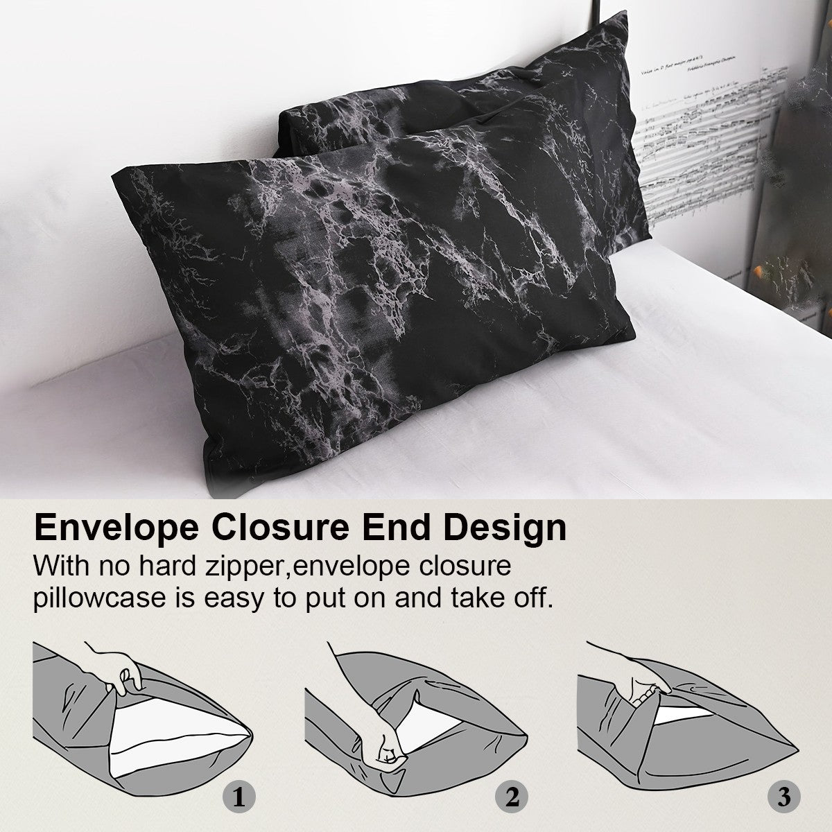 Conjunto de Capa de Edredom Estampada com Padrão de Mármore, 3 Peças, Conjunto de Cama Macio e Suave para a Pele, Inclui 1 Capa de Edredom e 2 Fronhas