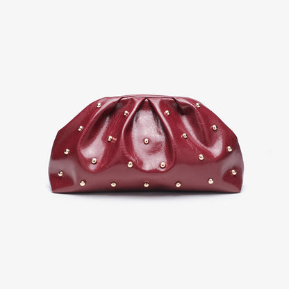 2025 Large Capacity Folded Cloud Clutches Women's Handbag Fashion Simple Multifunctional Clasp Bag Mushroom Nail Dinner Bag