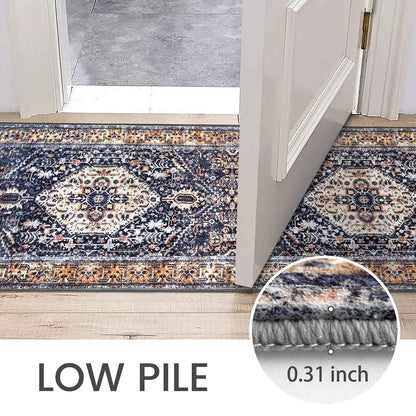 VIKAMA Persian Flannel Carpet Living Room Mat Hallway Mat Sofa Mat Bedroom Bedside Rug Long Rug Non-slip Washable Home Decor