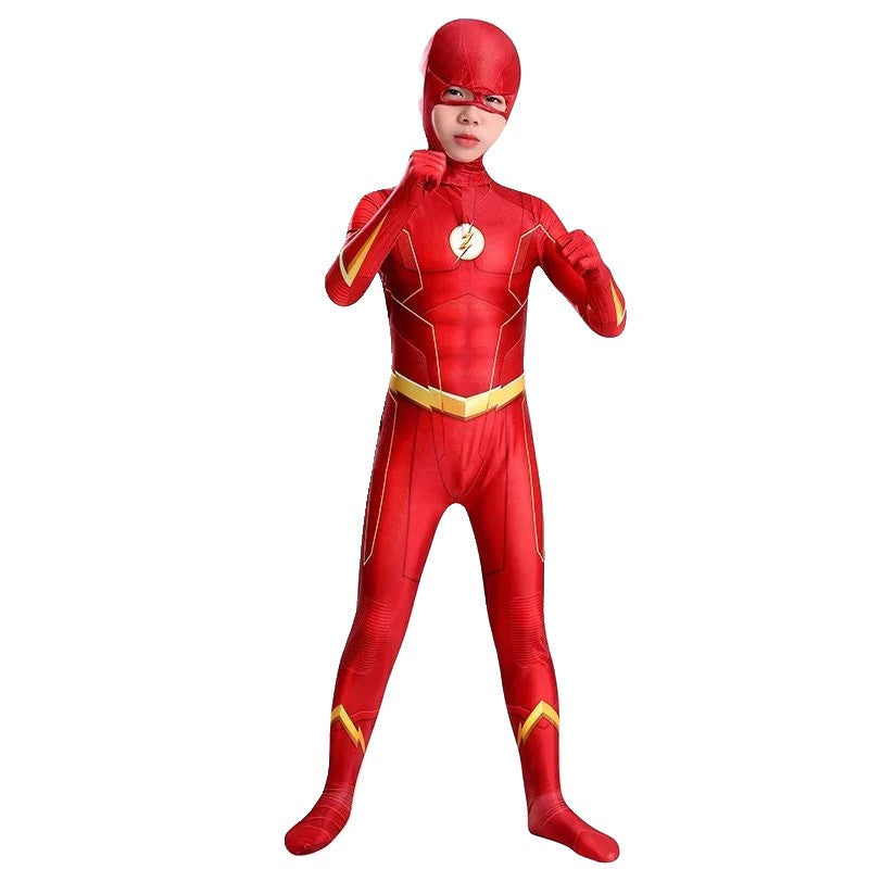 Flash Adult Children Cosplay Costumes Superhero Jumpsuit Including Headgear Halloween carnival Dressing Up