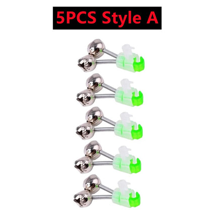 10-1PC Fishing Bite Alarms Fishing Rod Bells Tip Clip Bells Ring Green ABS Fishing Accessory Outdoor Pole Fish Bites Indicators
