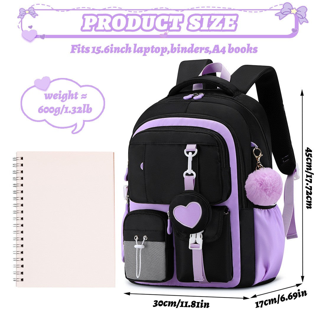 Love series elementary school backpack Lightweight large capacity and cute orthopedic school bags Middle school girls' backpacks