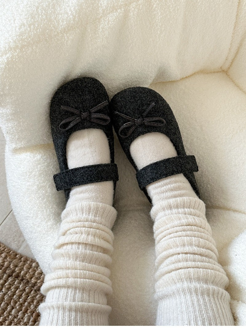 Autumn Woolen Fabric Women Flats Shoes Fashion Shoes Ladies Comfort Outdoor Warm Cotton Fur Shoes