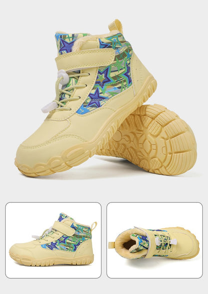 Waterproof Kids Barefoot Snow Boots 2025 New Wide Toe Winter Warm Fur Lined Shoes for Boys Girls Cold Weather Outdoor Sneakers