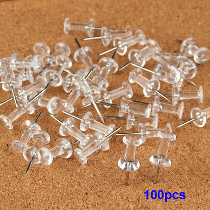 100/500 Pcs Push Pins Transparent Thumb Tacks Home Office School Craft Projects Cork Board Photo Wall Bulletin