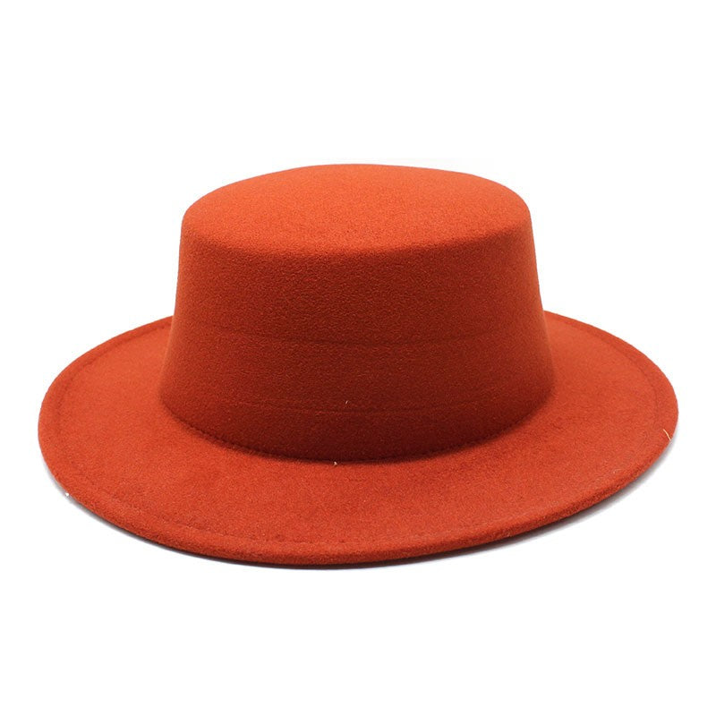 Autumn Winter Kids Felted Fedoras Hats for Boys Girls Solid Imitation Woolen Flat top Jazz Caps Childs Formal Dress Hats