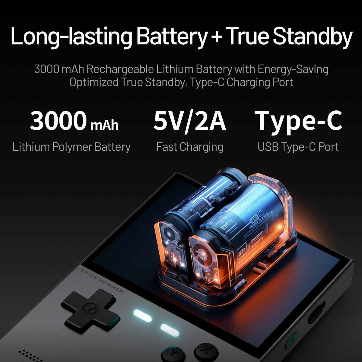 Metal Body Trimui Brick Hammer Console - 3.2" Ultra-Clear IPS Screen 3000mAh Open Source Handheld Retro Game Machine best Gift