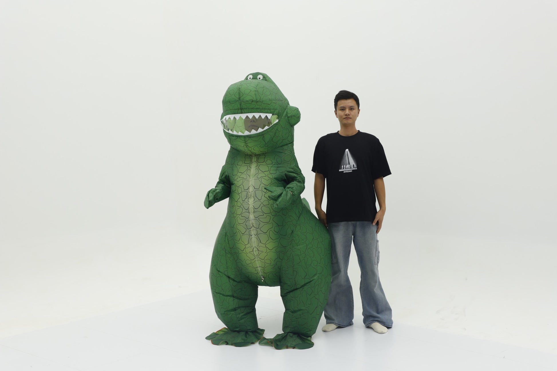 Green Dinosaur Inflatable Costume Mascot Parade Adult Character Cosplay Animal Birthday Halloween Party Event Set
