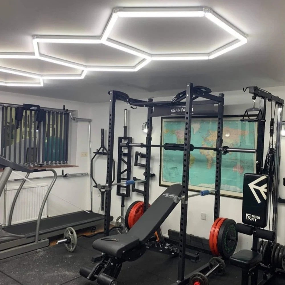 Garage Hexagon LED Light 50000H 6500K Ultra Bright for Home Gym Barbershop Car Detailing Bar Basement Workshop Ceiling Lighting