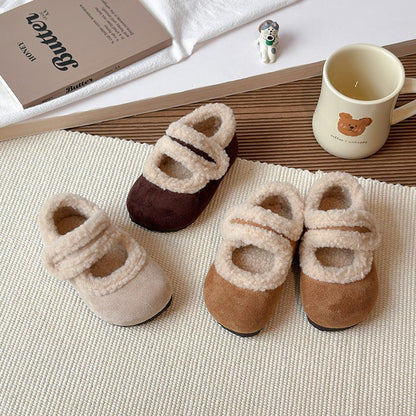 Children's Cotton Shoes 1-18 Years Old Beige Padded Thickened Boys Girls Walking Shoes Brown Soft Bottom Non-slip Kids Fur Shoes