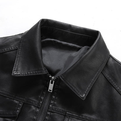 Mens Vintage Faux Leather Outwear Leather Jacket Motorcycle Black Biker Jackets Casual Lightweight Men PU Zipper Moto Outwear