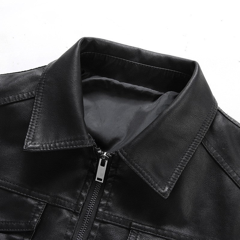 Mens Vintage Faux Leather Outwear Leather Jacket Motorcycle Black Biker Jackets Casual Lightweight Men PU Zipper Moto Outwear