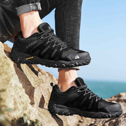 HIKEUP Tênis Masculino de Caminhada em Couro Camurça, Calçados Outdoor Resistentes ao Desgaste Masculinos para Trekking, Caminhada, Caça e Tênis Táticos