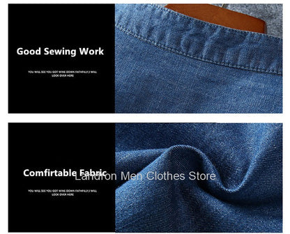 Denim Shirts Men Cotton Short Sleeve Summer Casual Jeans PLus Size 5XL 6XL 7XL Big Thin Boys Loose Blouse 8XL Man Male Camisa