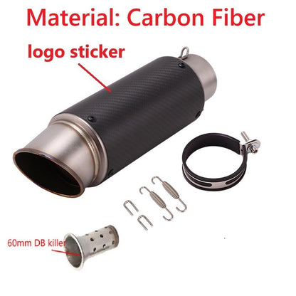 motorcycle exhaust inox muffler carbon fiber exhaust Universal 51/60mm with DB Killer for z900 R3 R25 MT07 MT09 R1 Z400 Z650