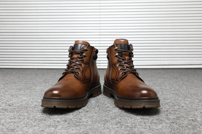BHKH Botas Masculinas de Inverno da Moda botins Zíper Cadarço Botas de Tornozelo Sapatos Sociais Vintage de Negócios Sapatos Casuais de Couro Para Homens