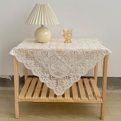 Square Lace Tablecloth  White Flower retro European Embroidered Dinning table  linen Cover wedding party garden home decoration