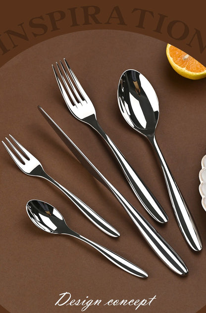 5Pcs 304 stainless steel tableware set steak knife fork cutlery set restaurant kitchen Home commercial high-end dinnerware