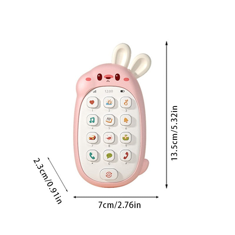 Telefone celular de brinquedo de coelho infantil, mordedor para bebê, quebra-cabeça, atóxico, inodoro, multifuncional, com música, sem bateria