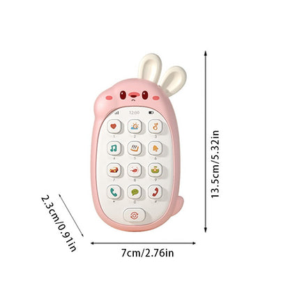 Telefone celular de brinquedo de coelho infantil, mordedor para bebê, quebra-cabeça, atóxico, inodoro, multifuncional, com música, sem bateria