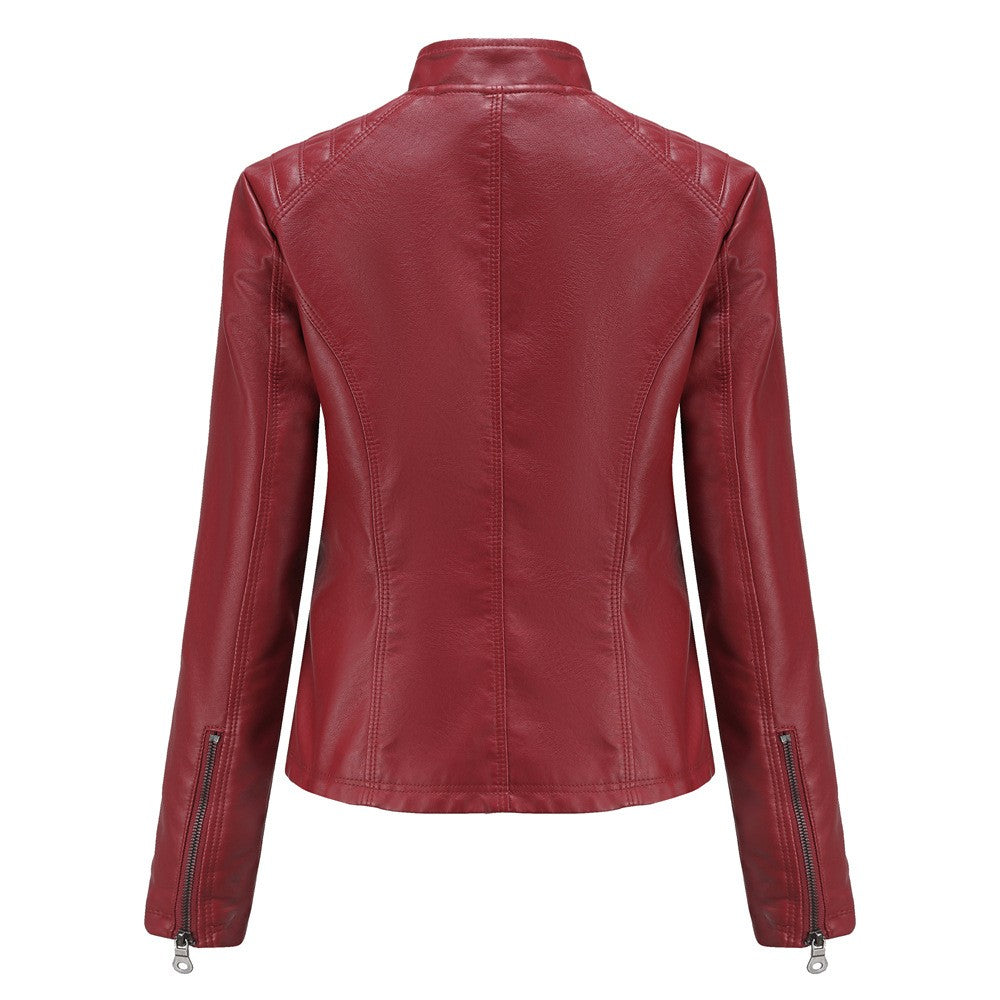 Lavender Purple Women's Long Sleeve PU Jacket, Fashion Motorcycle Leather Jackets, Red Coat, Black Outerwear.