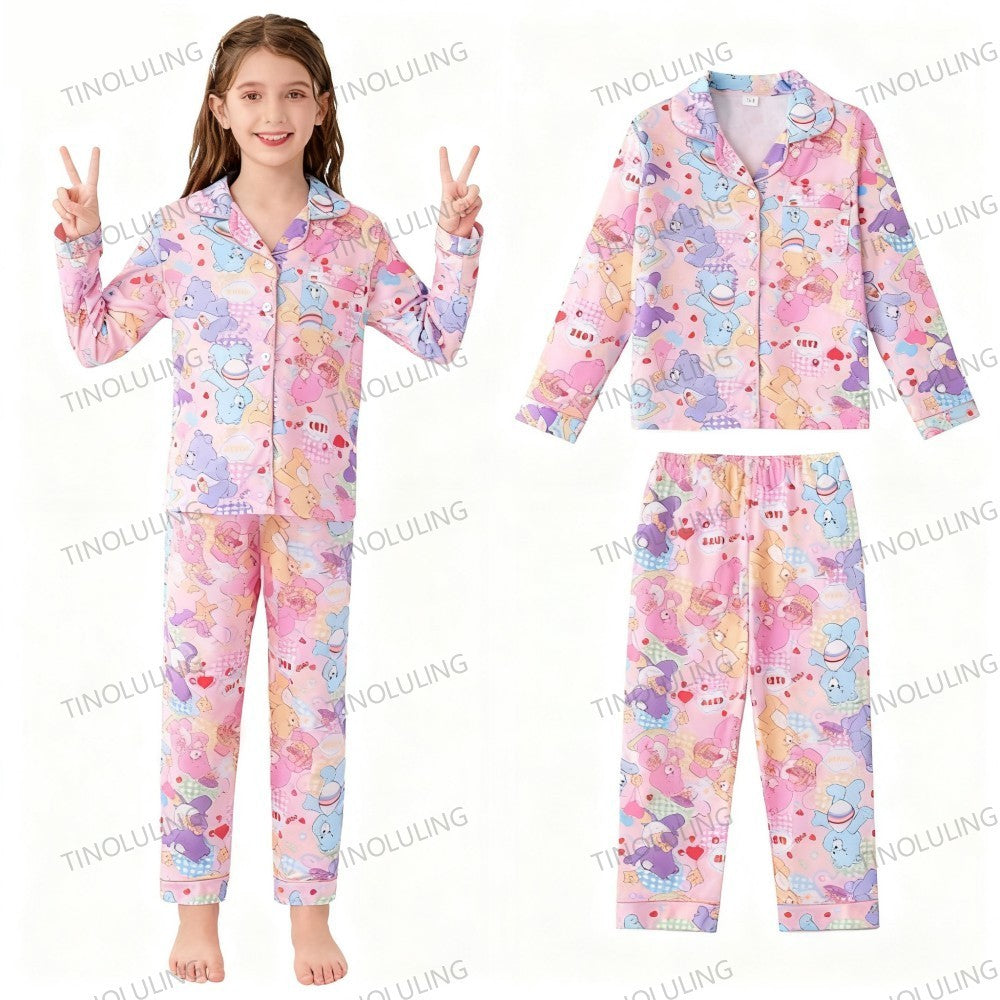 2025 New Baby Cotton Two-piece Set Home Clothes Children Pijama Boys Girls Cartoon Pajamas Set Kids Long T-shirt + Pants Outfits
