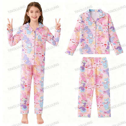 2025 New Baby Cotton Two-piece Set Home Clothes Children Pijama Boys Girls Cartoon Pajamas Set Kids Long T-shirt + Pants Outfits