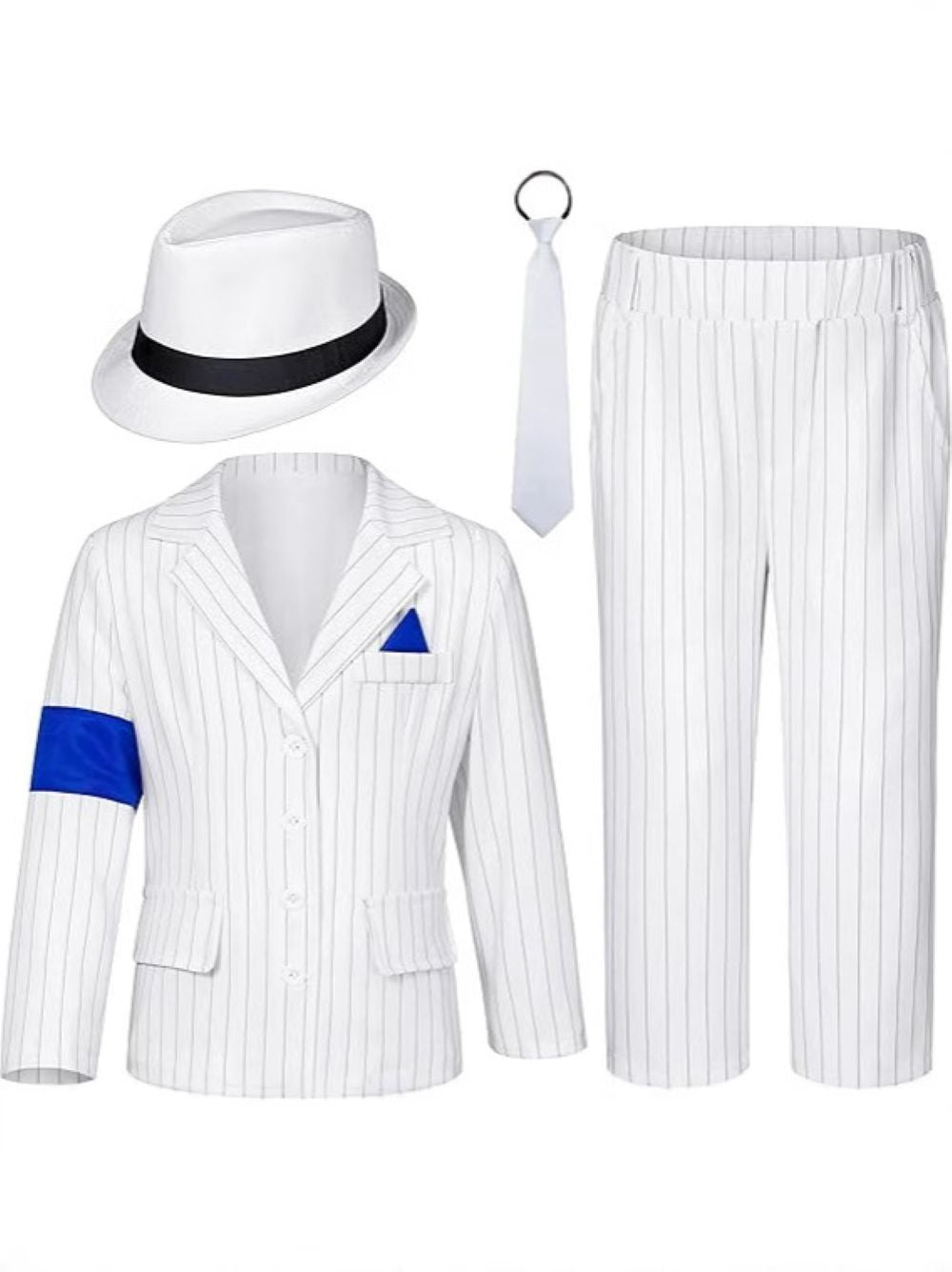 Jackson Performance Cosplay Suit White Striped Blazer Set Stage Show Iconic Bold Concert Tribute Look