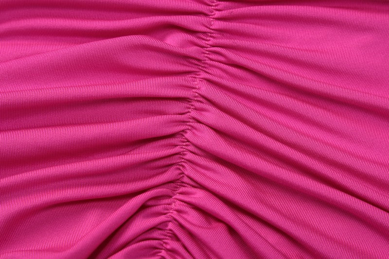 Hugcitar One Shoulder Backless Adjustable Scarf Loop Ruched Sexy Maxi Dress Wome