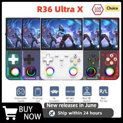 New R36 Ultra X Handheld Game Player WIFI 4.5 Inch IPS Screen Games Open Source Retro Video 64G/128G Memory