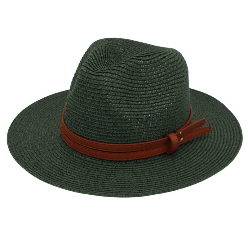 Summer Straw Sun Hat Panama Hats Grass Knitted Gift Hat Breathable Leisure Jazz Hat European American Style Straw Hat Beach Caps