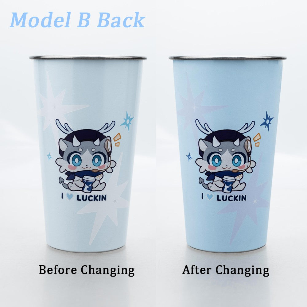 700ML Large Capacity Stainless Steel Cold Color Changing Cold Water Cup Drinking Cup With Straw Lid Collection Gift In Stock