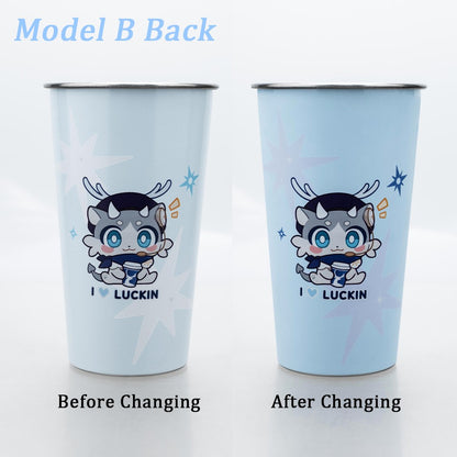 700ML Large Capacity Stainless Steel Cold Color Changing Cold Water Cup Drinking Cup With Straw Lid Collection Gift In Stock