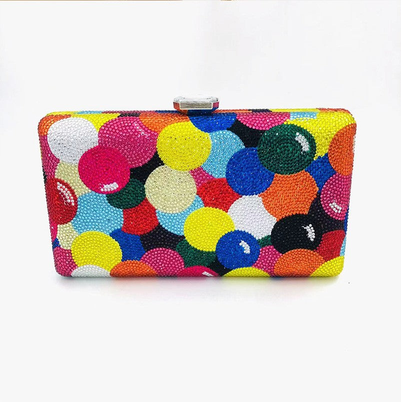 Designer Multicolored Diamond Evening Clutch Bags Women’s Rainbow Crystal Rhinestone Wedding Banquet Handbag Femal Party Purse