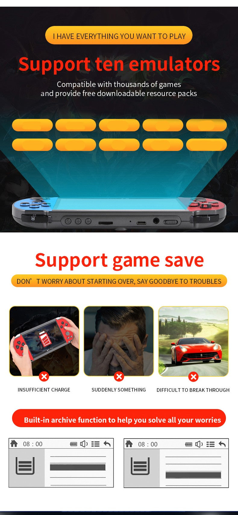 Portable Handheld Videogame TV Retro Video Game Console Arcade Player for Children Mini Machine Emulator Retrogame Gaming Device