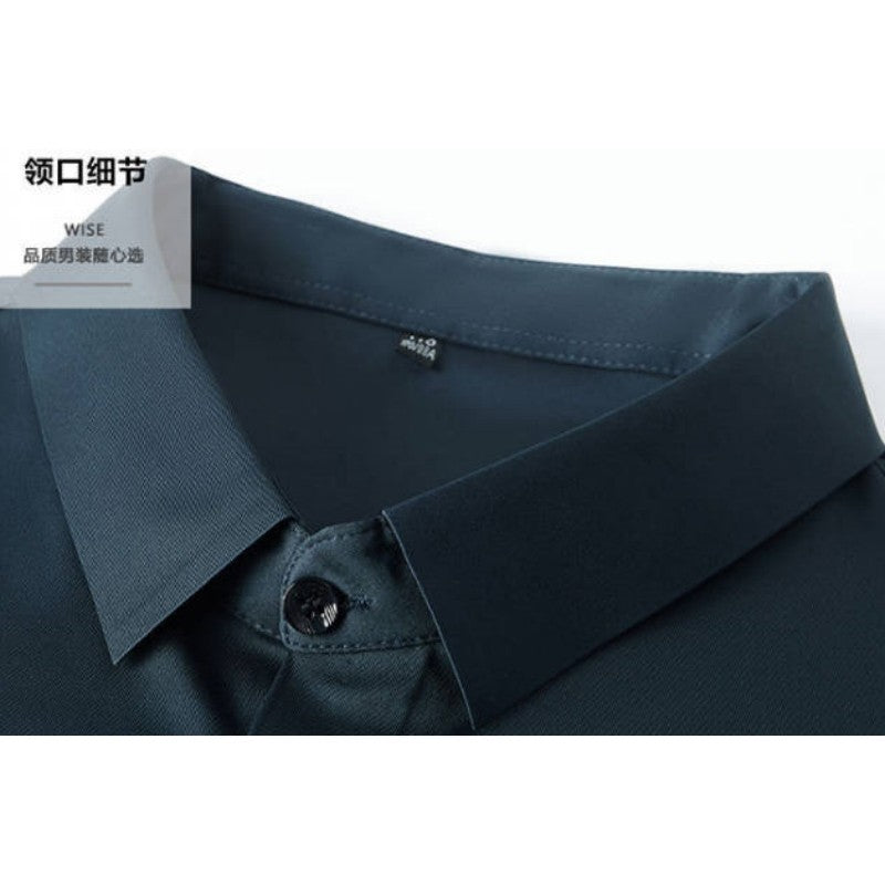 High end  Mulberry Silk Men Short Sleeve Business Shirt Wrinkle Resistant Button Invisible Top Elastic Luxurious Men Shirts